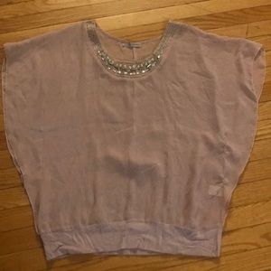 Elegant sheer top With rhinestones and pearls